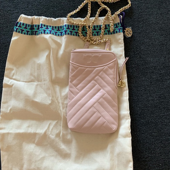 Tory Burch Alexa Phone Crossbody in Shell Pink Nude Beige NEW - Picture 2 of 4